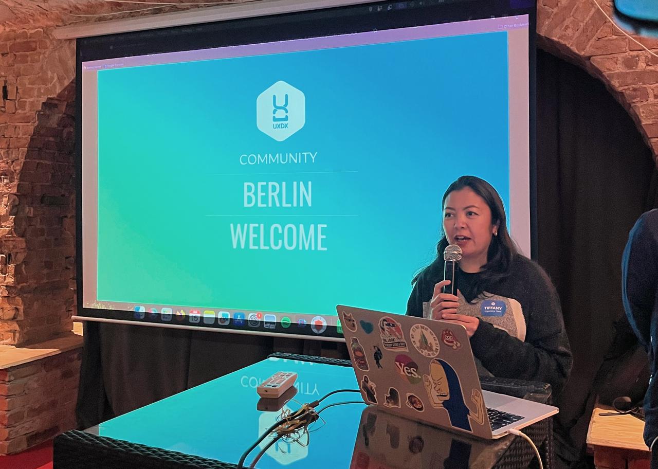 Tiffany speaking at UXDX Berlin