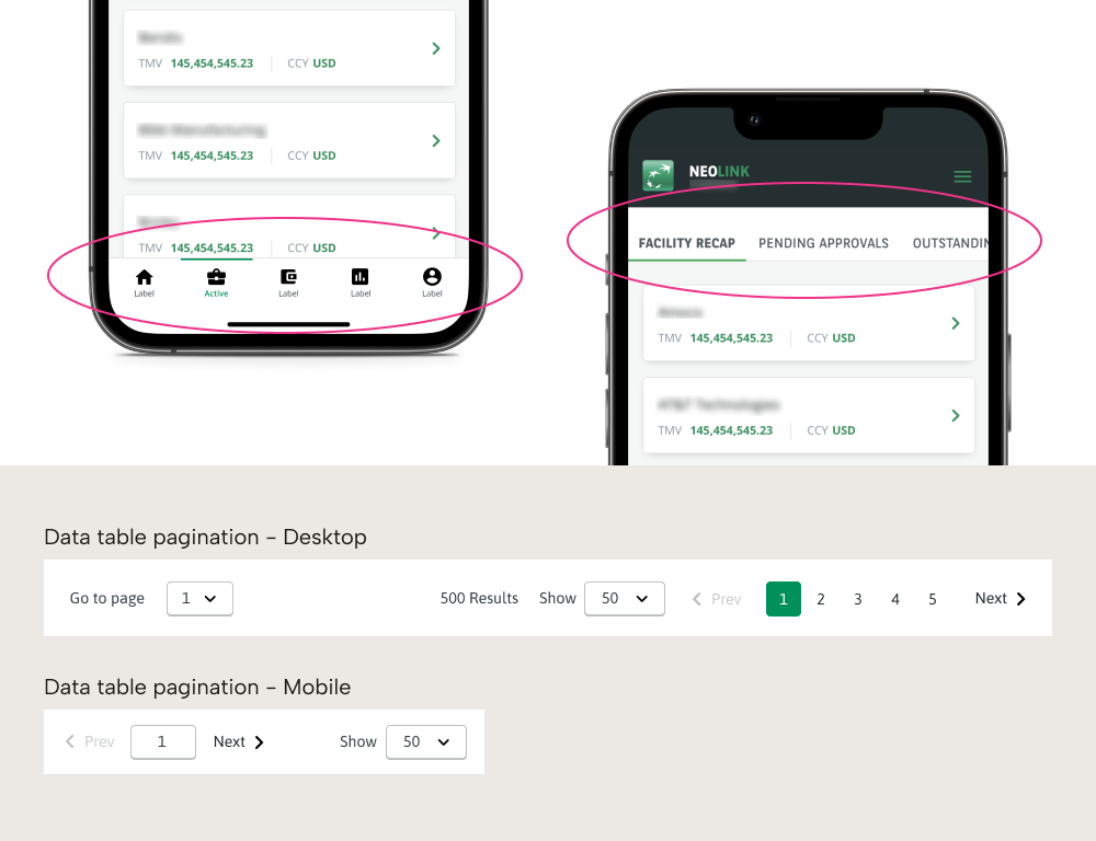 Desktop and mobile pagination