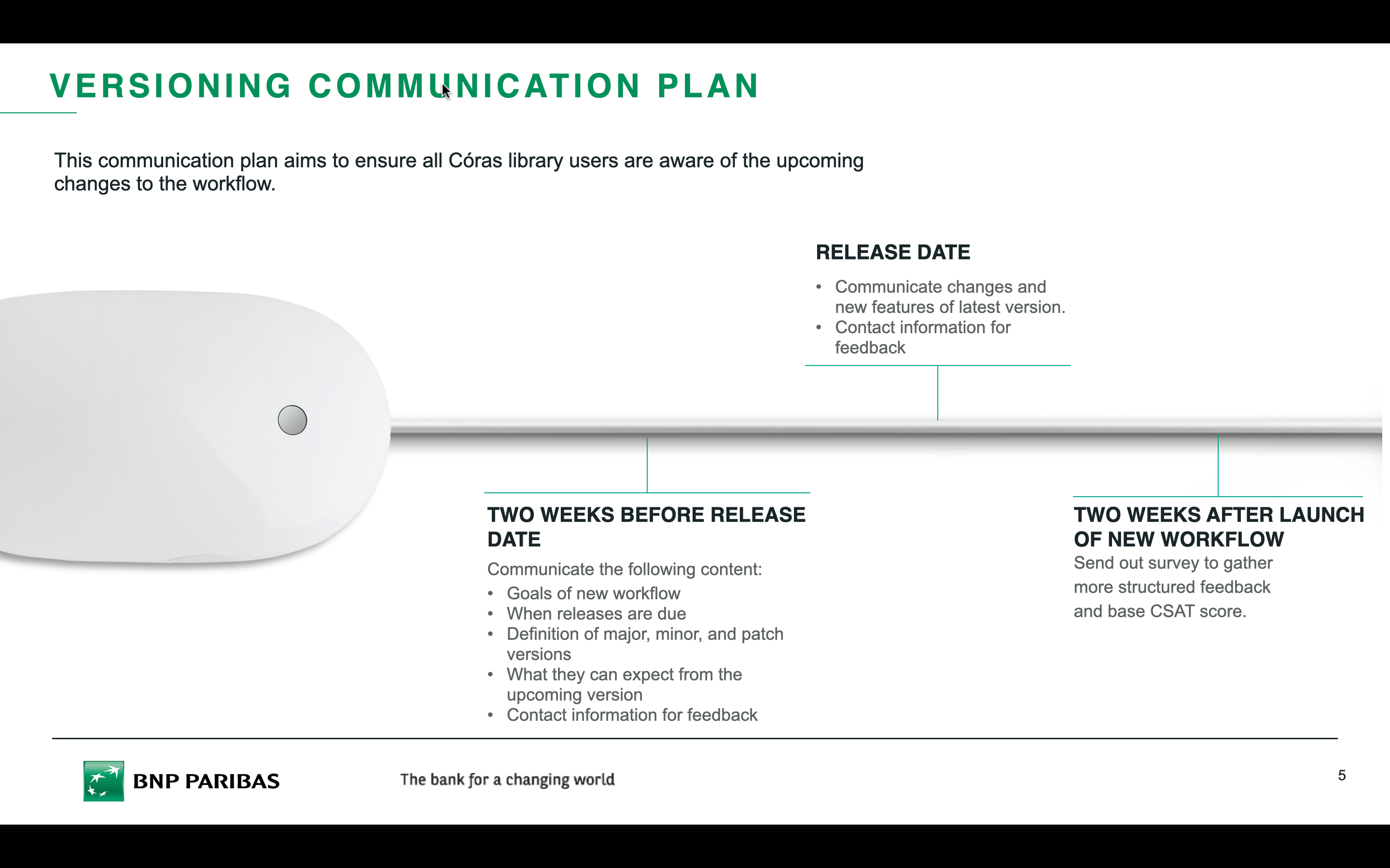 New versioning framework communication plan
