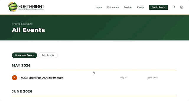 Forthright events page