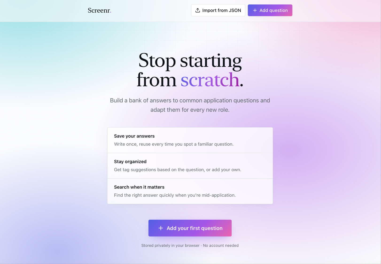 Screenr Jobseeker Answer Bank